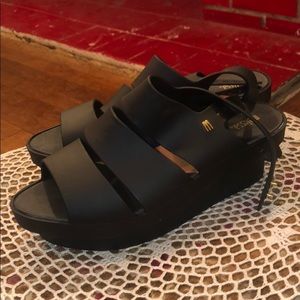 melissa shoes black platform sandals size 9